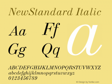 NewStandard Italic Version 1.000;PS 001.001;hotconv 1.0.38 Font Sample