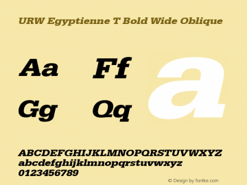 URWEgyptienneTWid Bold Oblique Version 1.10 Font Sample