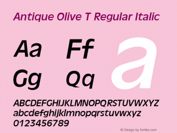AntiqueOliT Italic Version 1.10 Font Sample