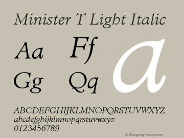 MinisterTLig Italic Version 1.10 Font Sample