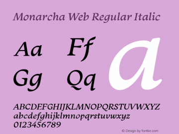 Monarcha Web Italic Version 1.000 2010 initial release图片样张