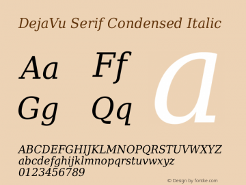 DejaVu Serif Condensed Italic Version 2.37 Font Sample