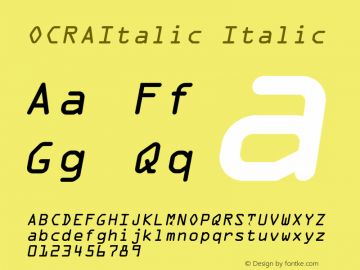 OCRA Italic Version 001.000图片样张