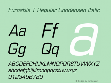 EurostileTRegCon Italic Version 1.10 Font Sample