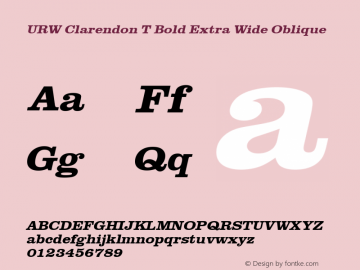URWClarendonTExtWid Bold Oblique Version 1.10 Font Sample