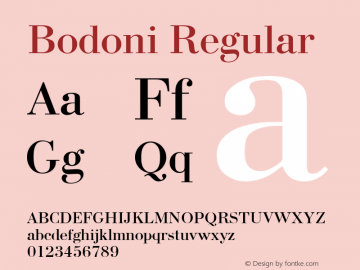 Bodoni Regular Version 1.000;PS 001.001;hotconv 1.0.38 Font Sample