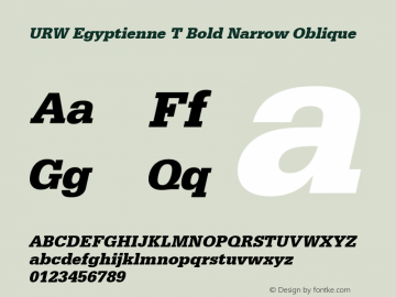 URWEgyptienneTNar Bold Oblique Version 1.10 Font Sample