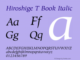 HiroshigeT Italic Version 1.10 Font Sample