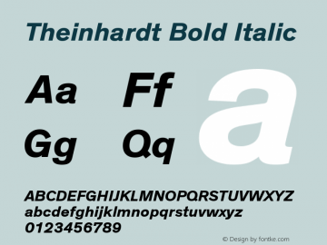 Theinhardt-BoldIta Version 2.000 Font Sample