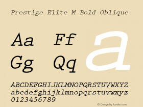 PrestigeEliM Bold Oblique Version 1.10 Font Sample