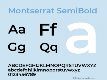 Montserrat SemiBold Version 7.200 Font Sample
