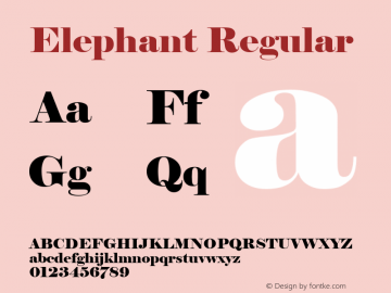 Elephant Version 1.51 Font Sample