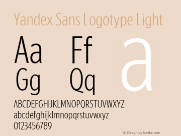 Yandex Sans Logotype Light Version 1.1 2016图片样张