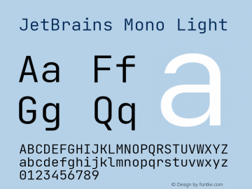 JetBrains Mono Light Version 2.225; ttfautohint (v1.8.3)图片样张