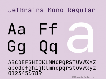 JetBrains Mono Regular Version 2.225; ttfautohint (v1.8.3)图片样张