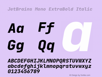 JetBrains Mono ExtraBold Italic Version 2.225; ttfautohint (v1.8.3)图片样张