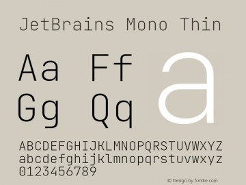 JetBrains Mono Thin Version 2.225; ttfautohint (v1.8.3)图片样张