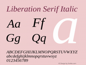 Liberation Serif Italic Version 2.1.2 Font Sample