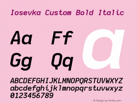 Iosevka Custom Bold Italic 2.2.1; ttfautohint (v1.8.1) Font Sample