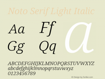 Noto Serif Light Italic Version 2.004; ttfautohint (v1.8.3) -l 8 -r 50 -G 200 -x 14 -D latn -f none -a qsq -X 