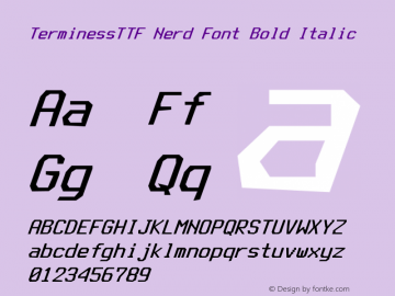 Terminess (TTF) Bold Italic Nerd Font Complete Version 4.40.1;Nerd Fonts 2. Font Sample