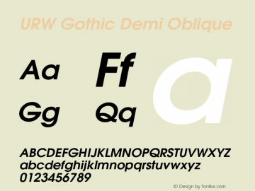 URWGothic-DemiOblique Version 1.00 Font Sample