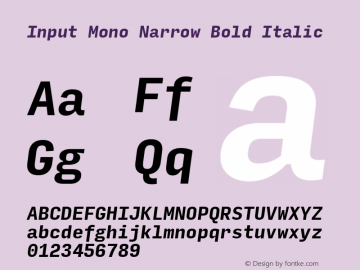 InputMonoNarrow BoldIta Version 0.000;PS 0.0;hotconv 1.0.72;makeotf.lib2.5.5900 Font Sample