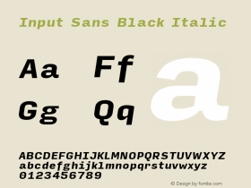 InputSans BlackIta Version 0.000;PS 0.0;hotconv 1.0.72;makeotf.lib2.5.5900; ttfautohint (v0.9) Font Sample