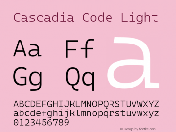 Cascadia Code Light Version 2007.001图片样张