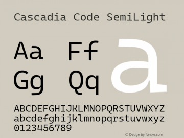 Cascadia Code SemiLight Version 2007.001图片样张