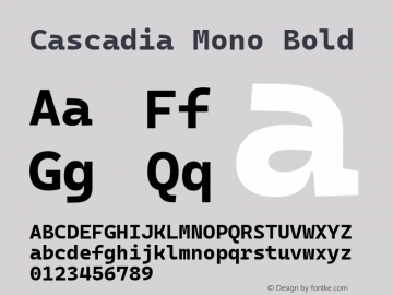 Cascadia Mono Bold Version 2007.001 Font Sample