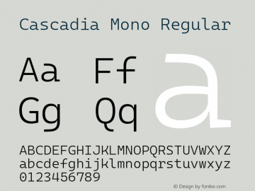 Cascadia Mono Light Version 2007.001 Font Sample