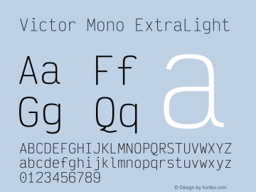 Victor Mono ExtraLight Version 1.410图片样张