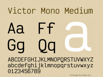 Victor Mono Medium Version 1.410 Font Sample