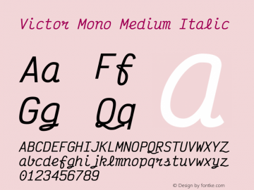 Victor Mono Medium Italic Version 1.410图片样张