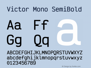 Victor Mono SemiBold Version 1.410 Font Sample