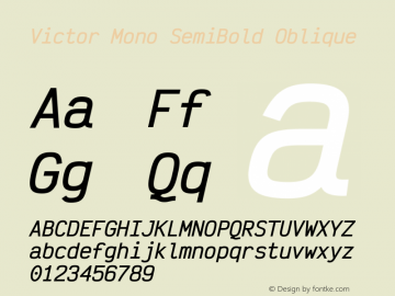 Victor Mono SemiBold Oblique Version 1.410图片样张