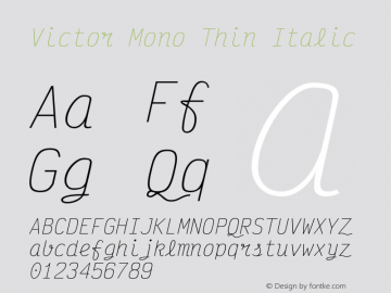 Victor Mono Thin Italic Version 1.410图片样张