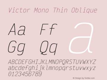 Victor Mono Thin Oblique Version 1.410图片样张