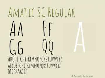 Amatic SC Regular Version 2.505 Font Sample