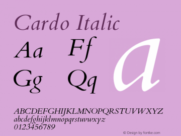 Cardo Italic Version 0.991 Font Sample