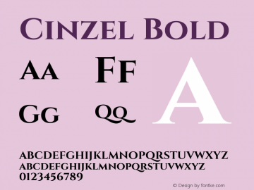 Cinzel Bold Version 2.000 Font Sample