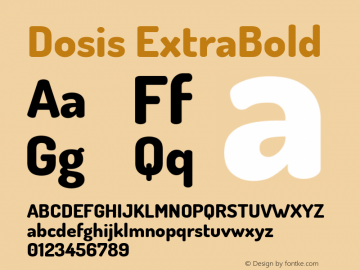 Dosis ExtraBold Version 3.001; ttfautohint (v1.8.2)图片样张