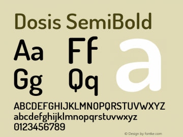 Dosis SemiBold Version 3.001; ttfautohint (v1.8.2)图片样张