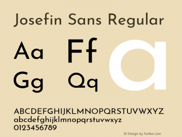 Josefin Sans Regular Version 2.000 Font Sample