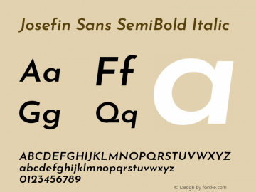 Josefin Sans SemiBold Italic Version 2.000 Font Sample