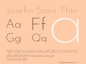 Josefin Sans Thin Version 2.000 Font Sample