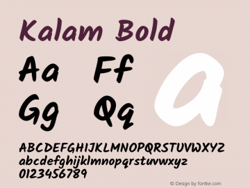 Kalam Bold Version 2.001;PS 1.0;hotconv 1.0.79;makeotf.lib2.5.61930; ttfautohint (v1.3) Font Sample