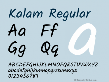 Kalam Version 2.001;PS 1.0;hotconv 1.0.79;makeotf.lib2.5.61930; ttfautohint (v1.3) Font Sample