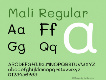 Mali Regular Version 1.000; ttfautohint (v1.6) Font Sample
